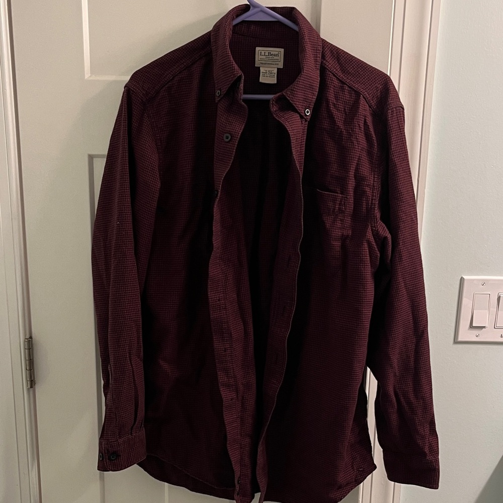 L.L. Bean Burgundy Long Sleeve Shirt